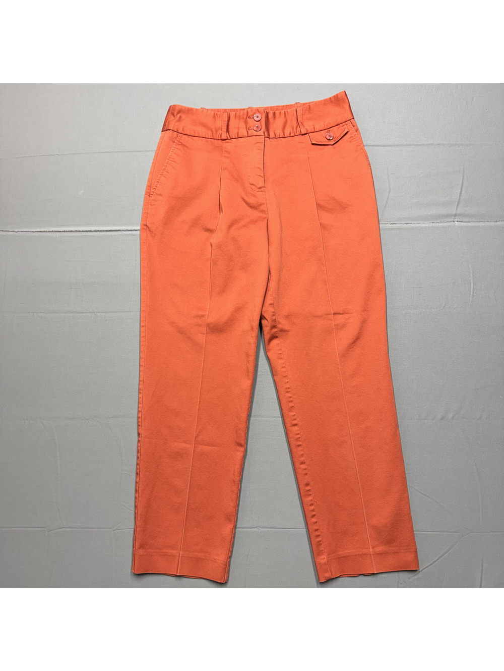 Liz Claiborne Womens Cropped Chino Pants Cotton Stretch Size 4 Orange Pleated
